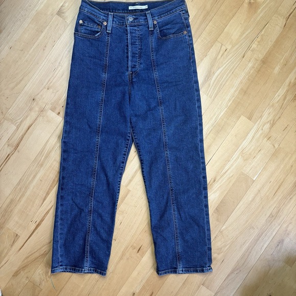 Levi's Denim - Levi's‎ Women's Ribcage Straight Ankle Seamed Jeans 29x26 Dark Blue High Rise